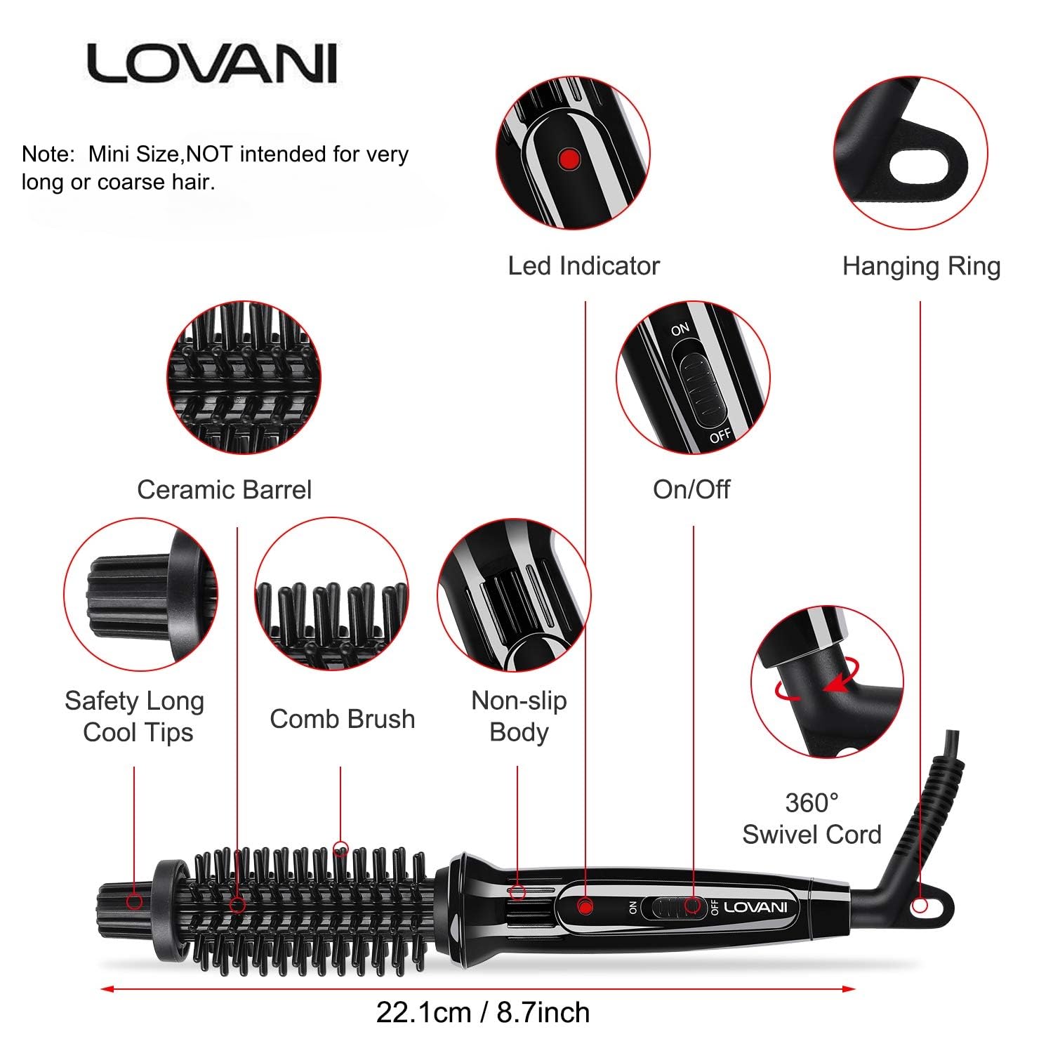 LOVANI 3/4-inch barrel ideal for short hair and bangs