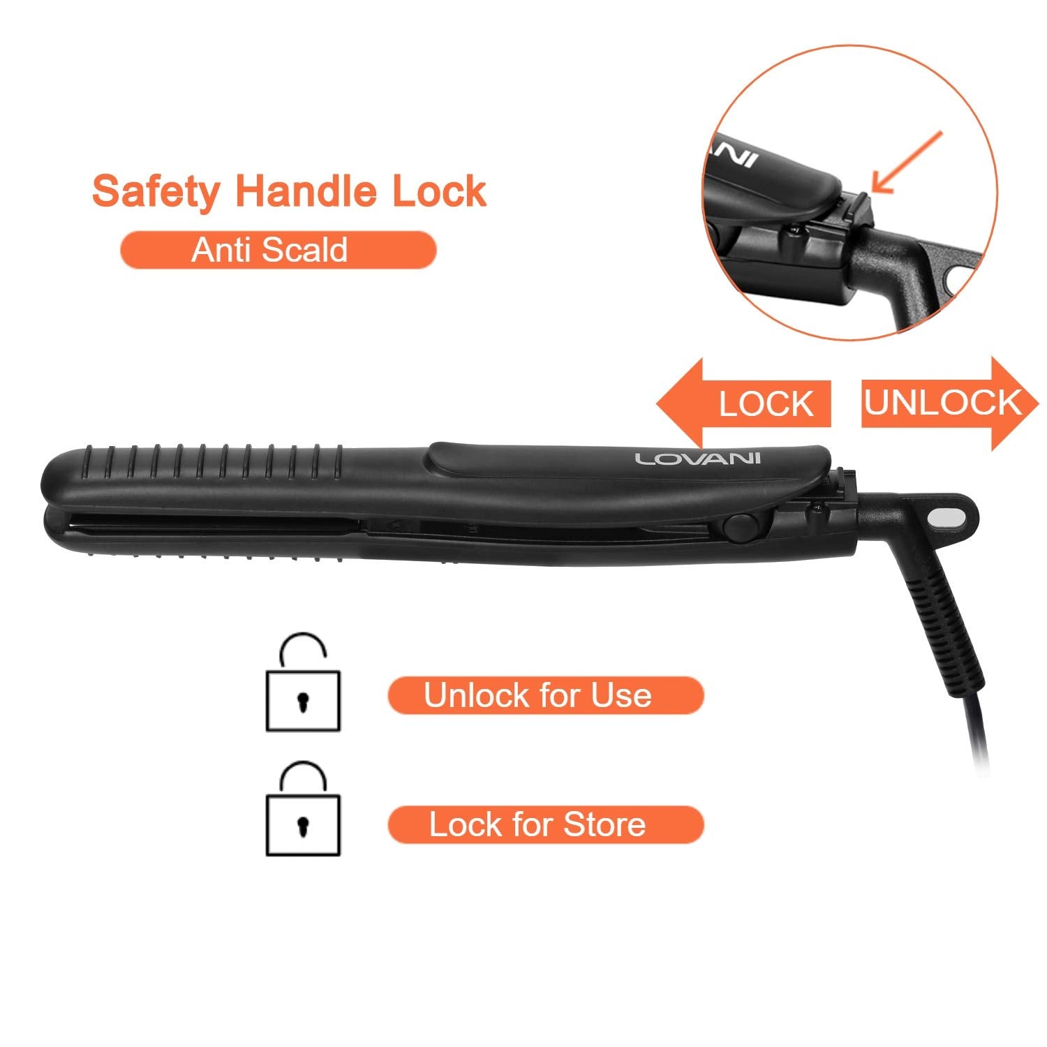 LOVANI dual voltage label demonstrates worldwide compatibility for travel styling.