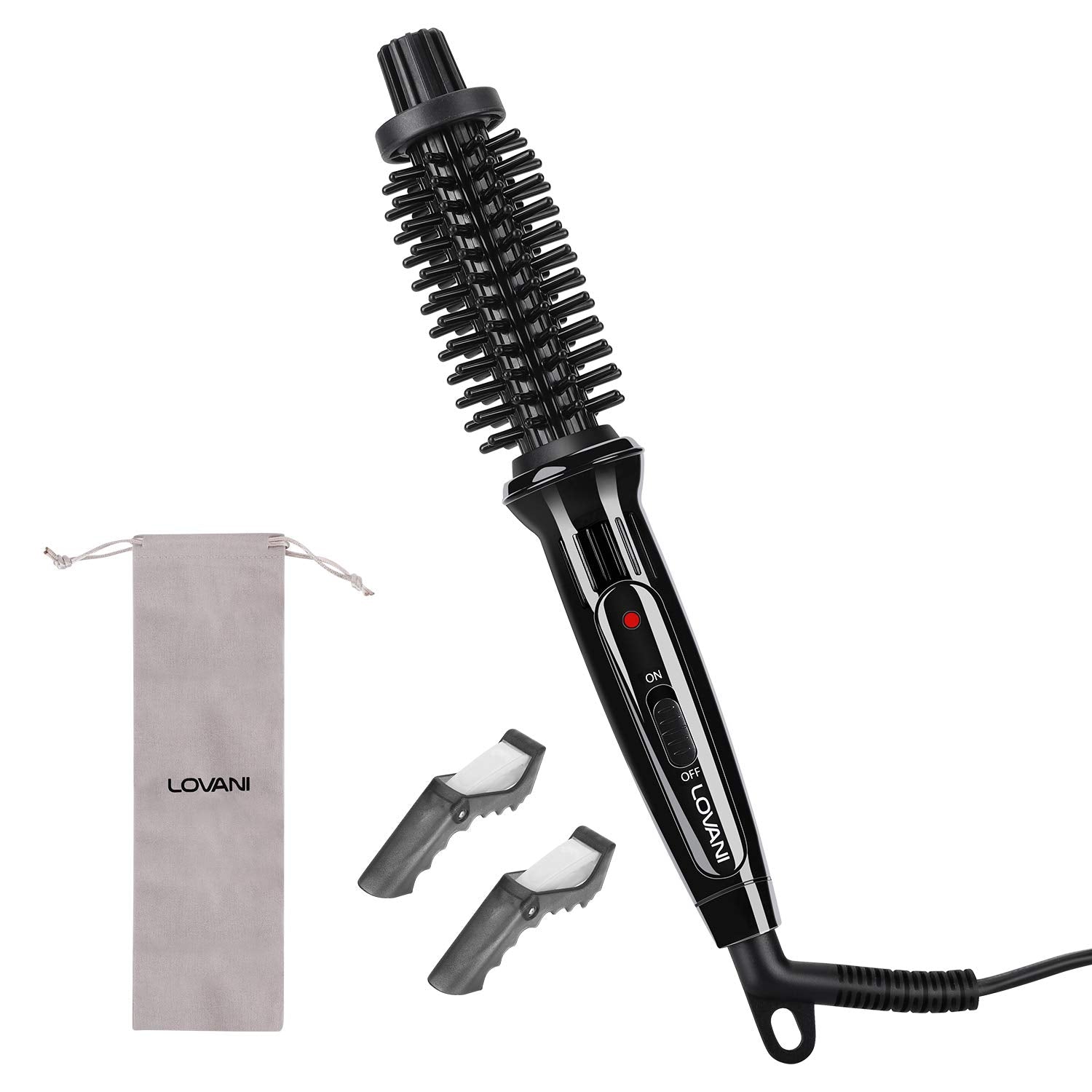 LOVANI mini travel curling iron brush compact design for on-the-go styling