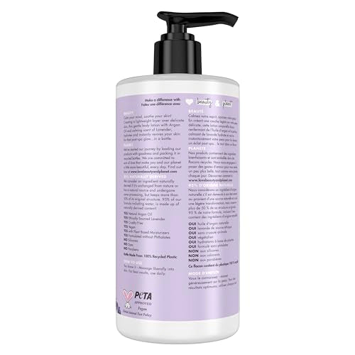 Love Beauty and Planet argan oil lavender cream texture close-up for silky skin.
