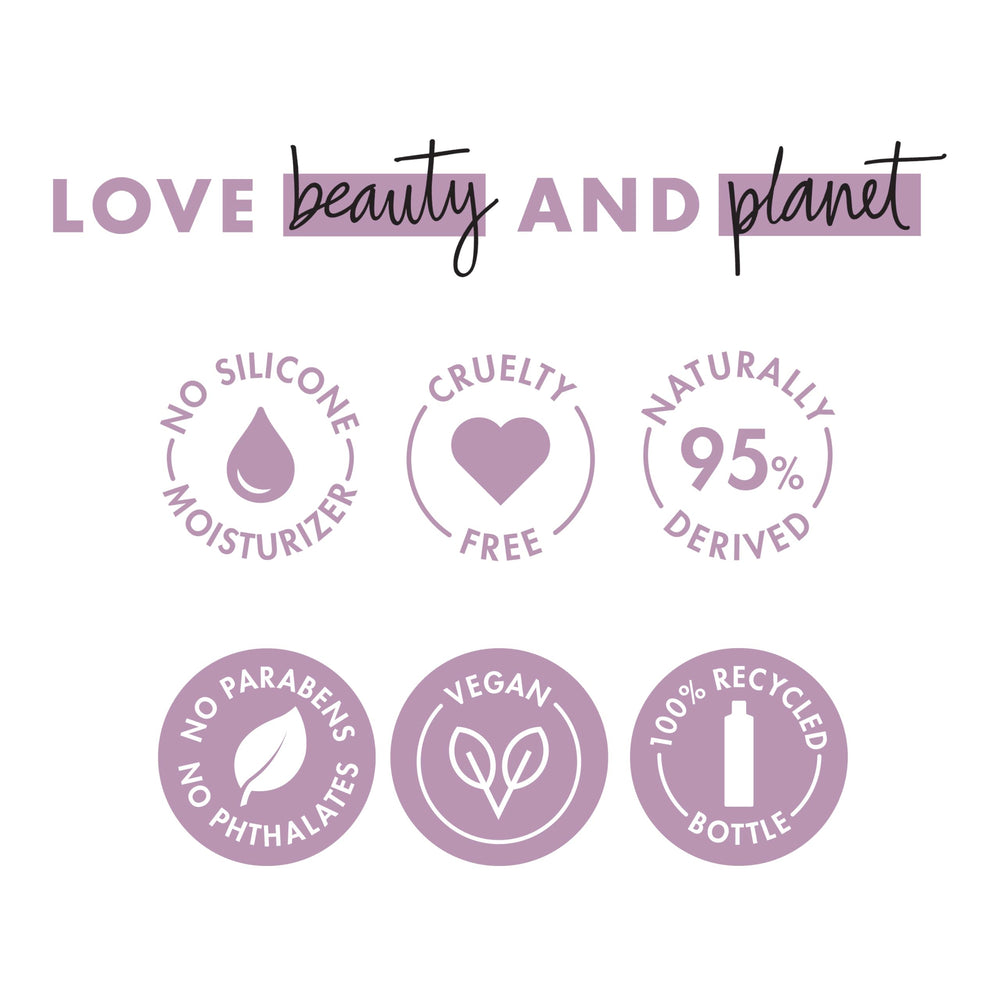 Love Beauty and Planet bottle made from 100% recycled materials.