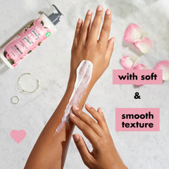 Love Beauty And Planet Delicious Glow hands applying lotion
