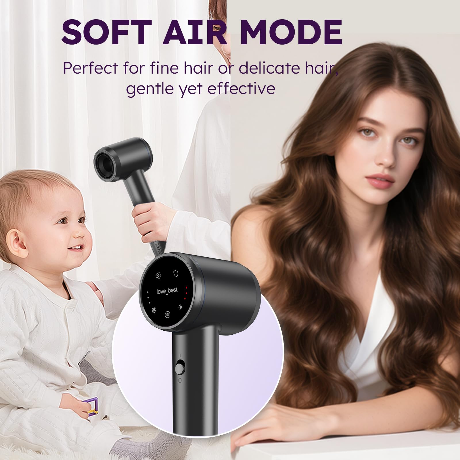 Love Best hair dryer operating quietly at 67dB.