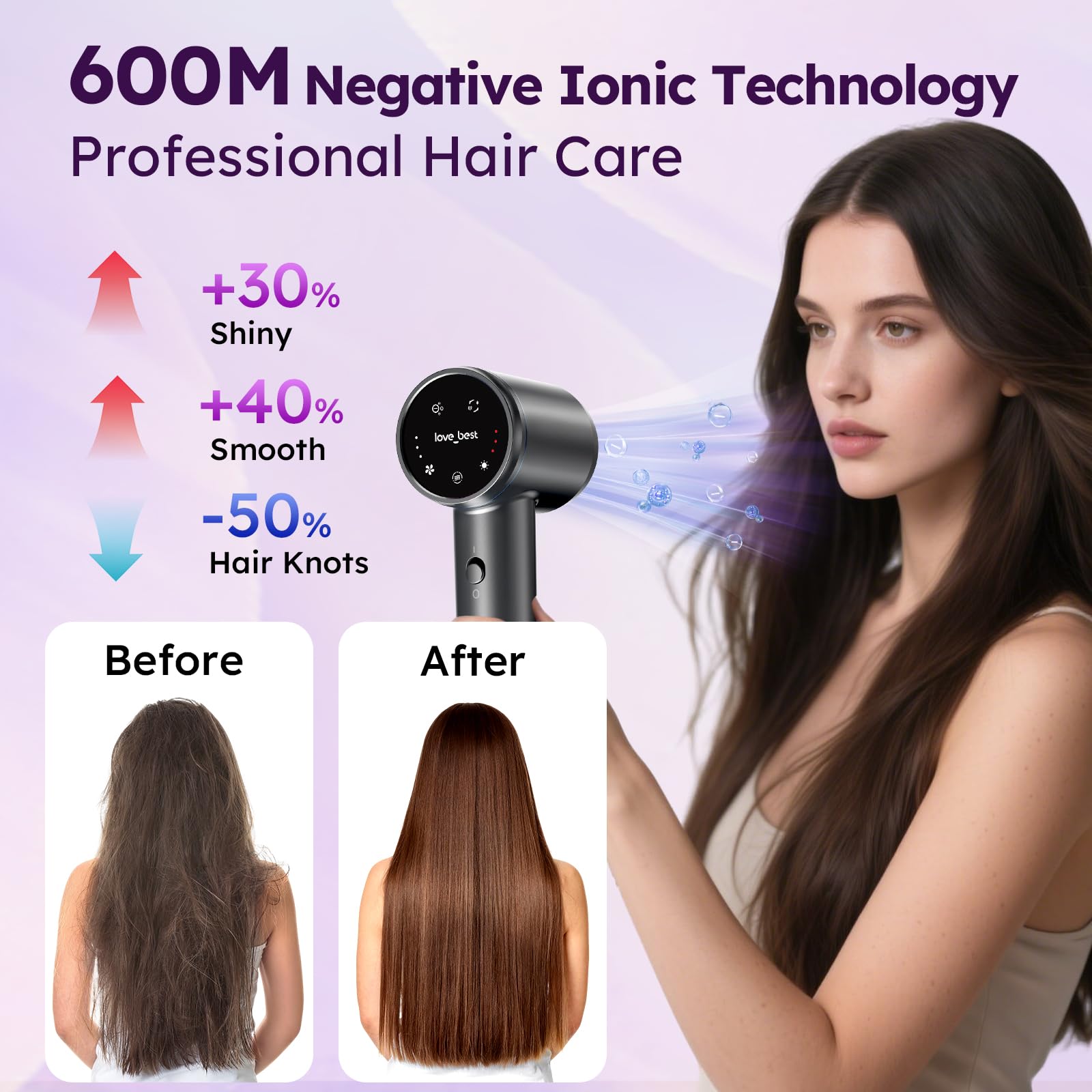 Love Best hair dryer in quiet mode for gentle drying.
