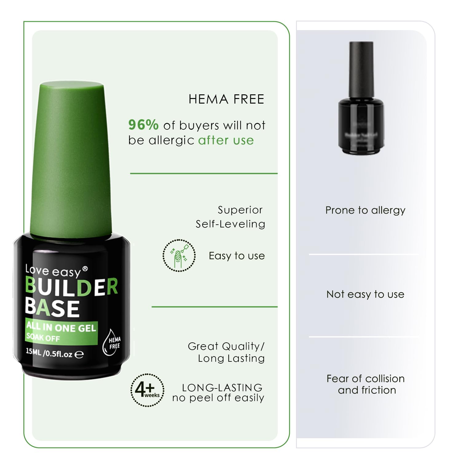Love easy Hema Free Builder Gel application brush close-up demonstrating smooth, self-leveling coverage.