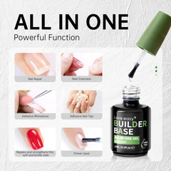 Love easy Hema Free Builder Gel self-leveling appearance helps smooth ridges for durable nails.