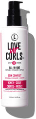 Love Ur Curls all-in-one styler bottle demonstrates effortless styling and deep hydration.