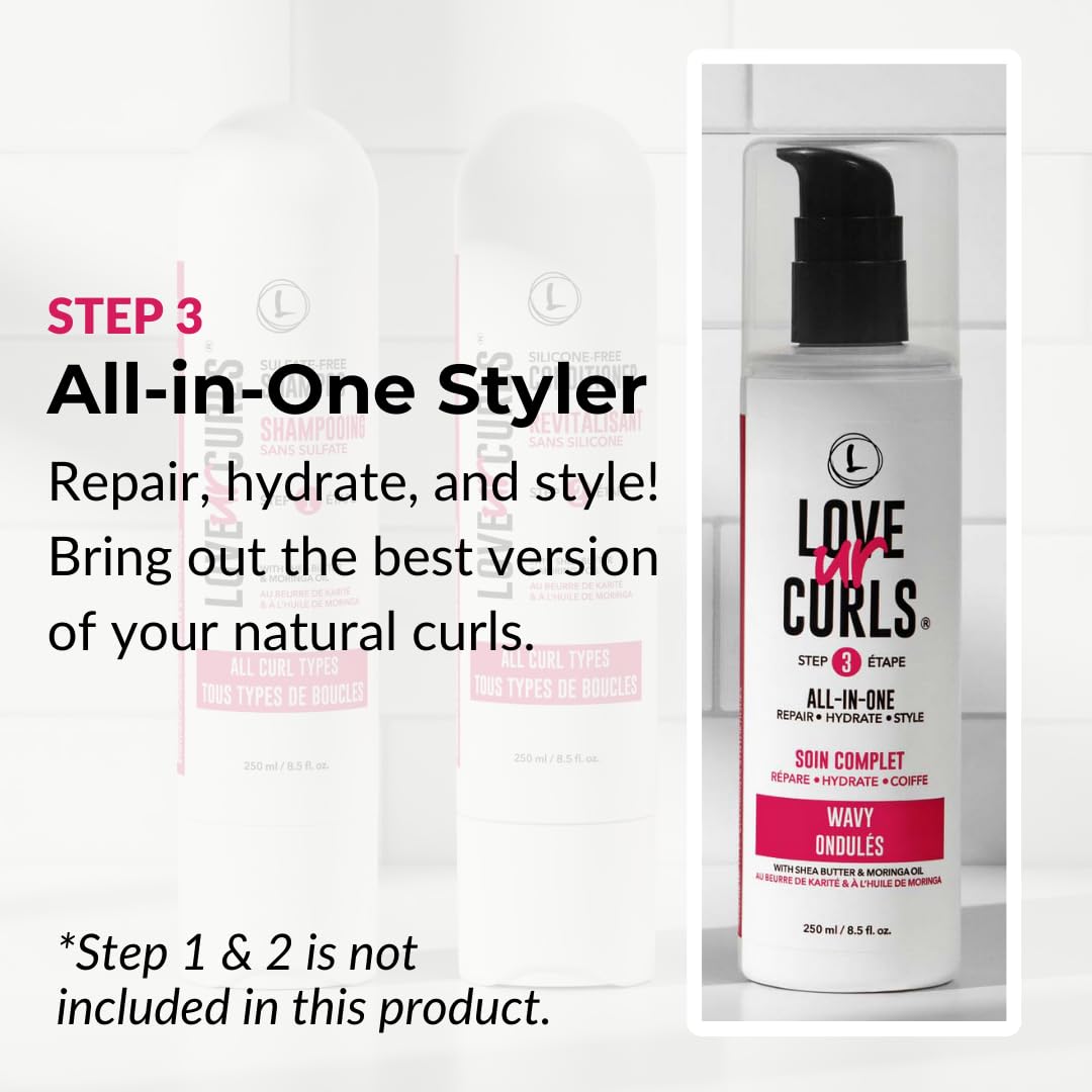 Love Ur Curls All-in-One Styler texture close-up shows creamy non-greasy formula
