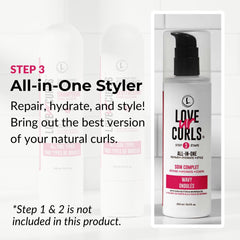 Love Ur Curls All-in-One Styler texture close-up shows creamy non-greasy formula