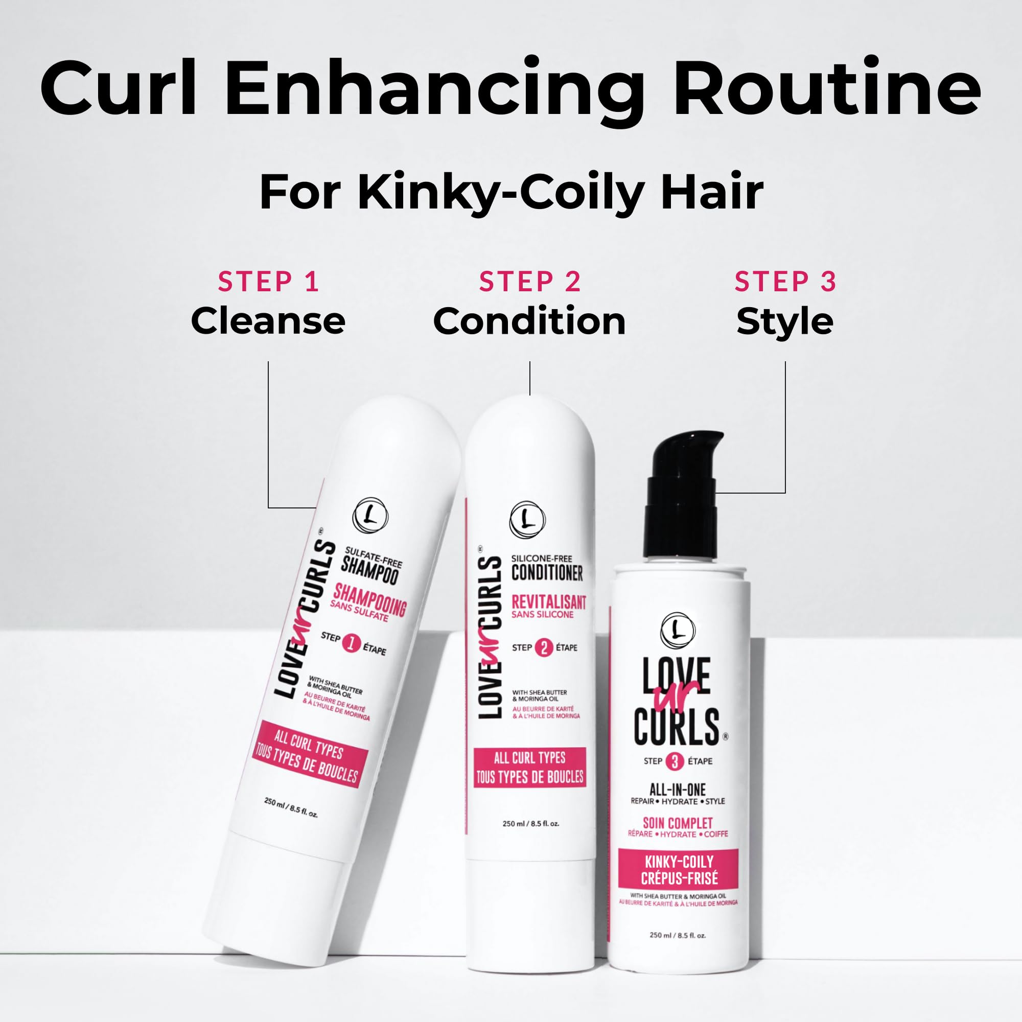 Love Ur Curls conditioner tube application aiding detangling and smooth curls