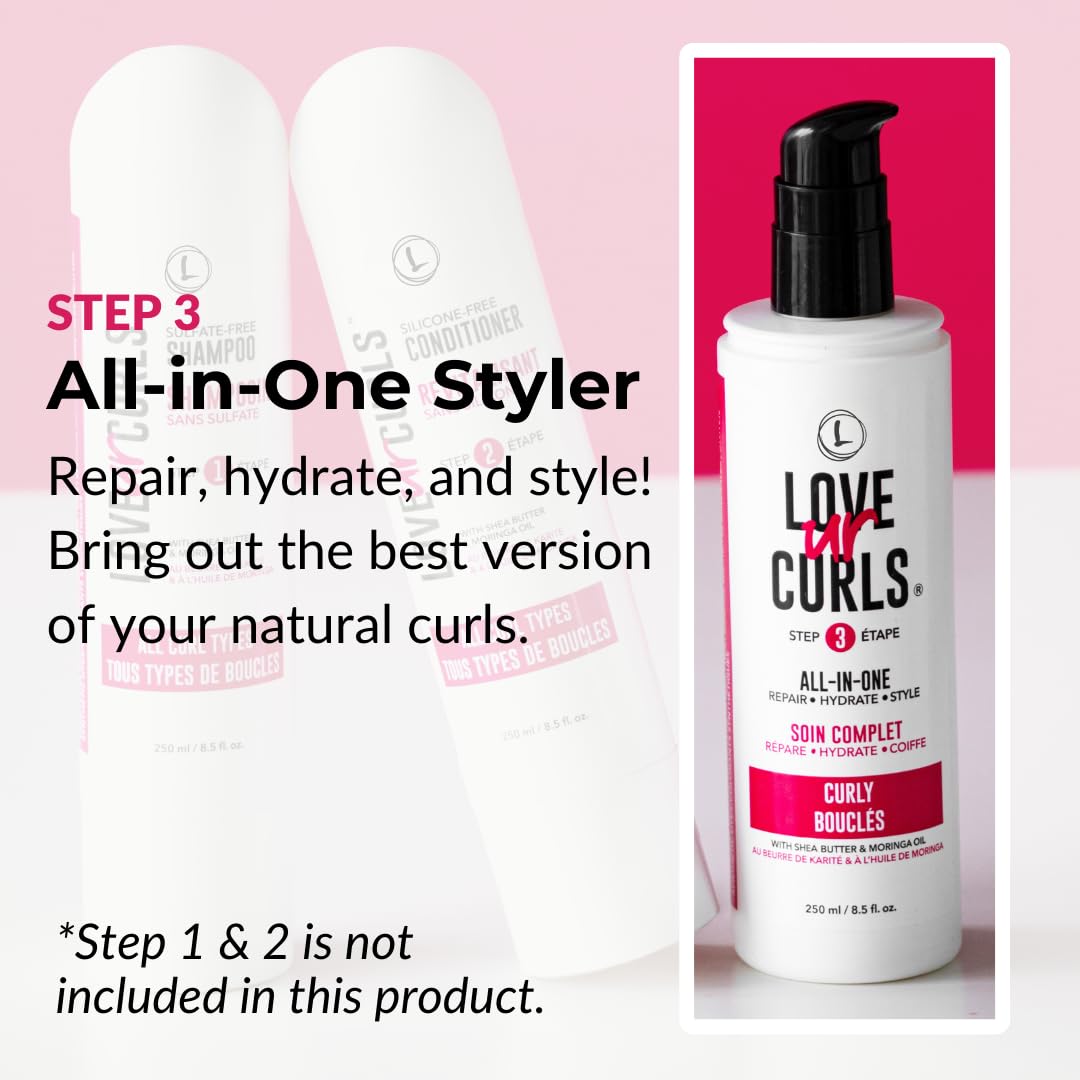 Love Ur Curls curl cream on defined curls for frizz control and bounce.