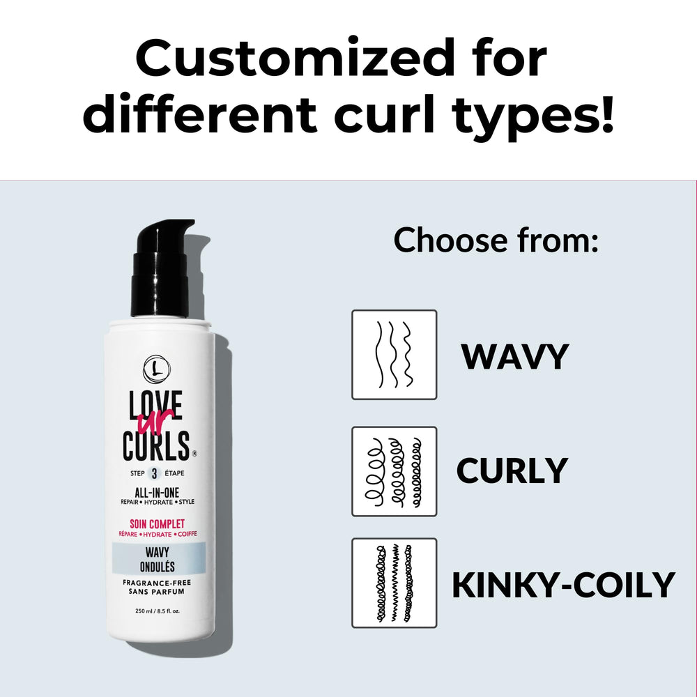 Love Ur Curls defined wavy curls application demonstrates easy styling and soft, voluminous texture