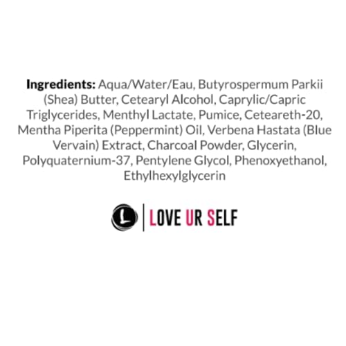 Love Ur Curls Exfoliating Scalp Scrub close-up shows peppermint oil cooling on the scalp