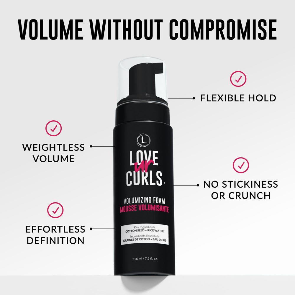 Love Ur Curls Foamy Curls Definition close-up shows defined, bouncy curls.