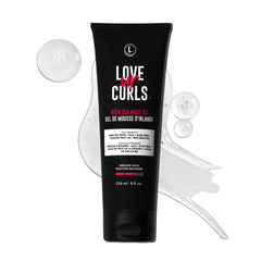 Love Ur Curls Irish Sea Moss Gel bottle highlights easy application for defined, touchable curls.