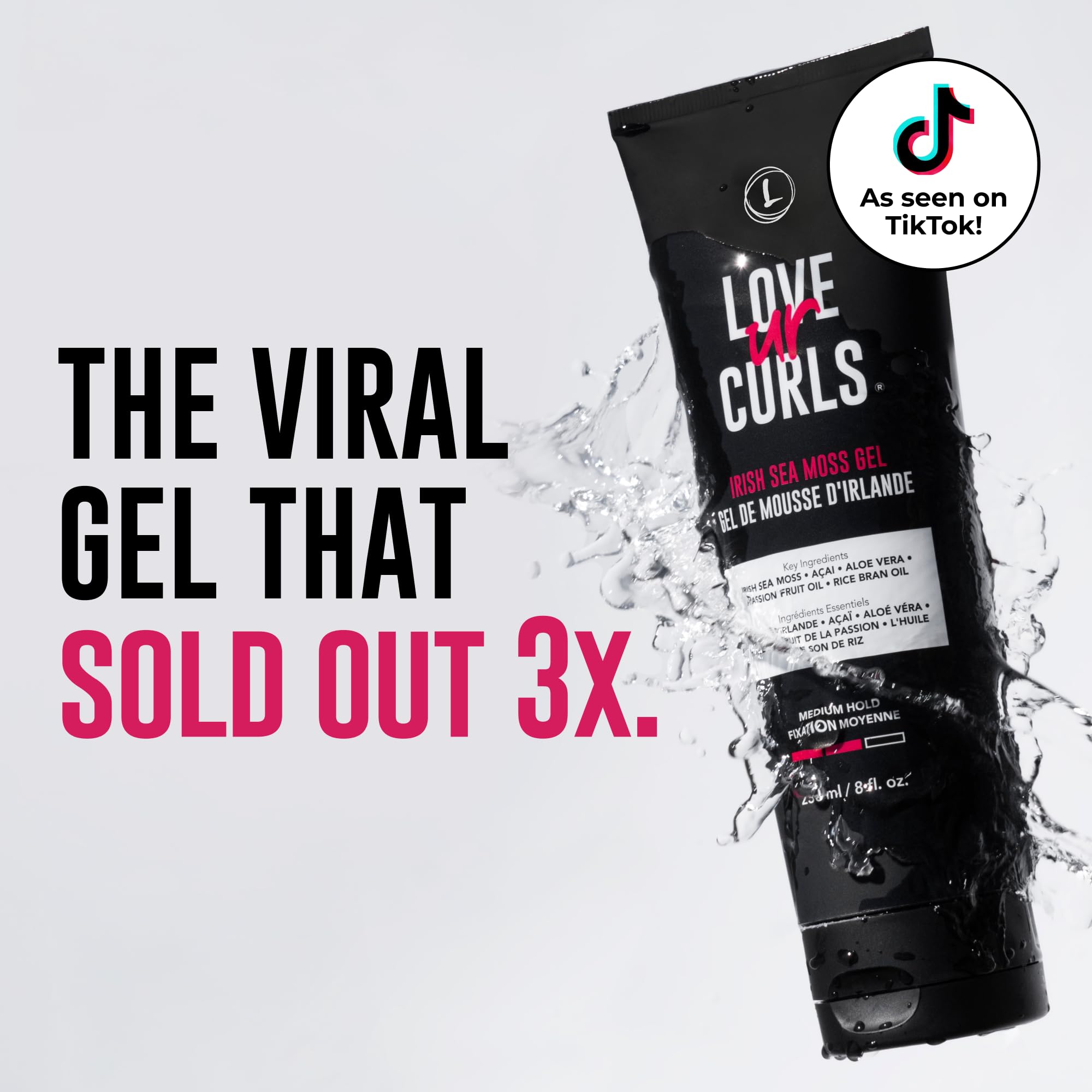 Love Ur Curls Irish Sea Moss Gel texture close-up highlights nonsticky, lightweight feel.