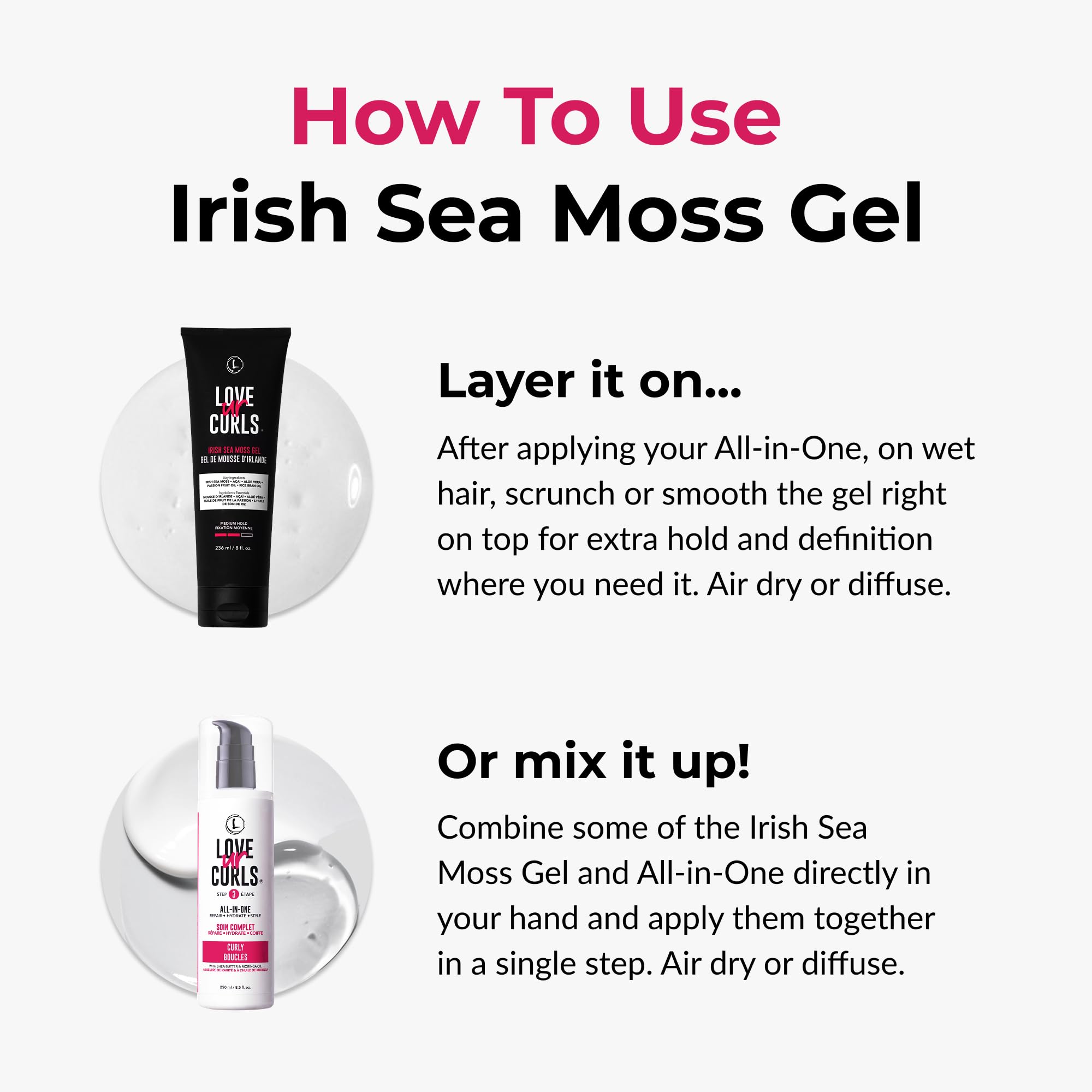Love Ur Curls Irish Sea Moss Gel vegan label image reinforces cruelty-free, gluten-free formula.