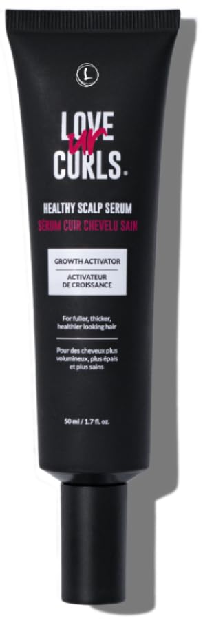 Love Ur Curls scalp serum bottle close-up showing lightweight hydration for curls