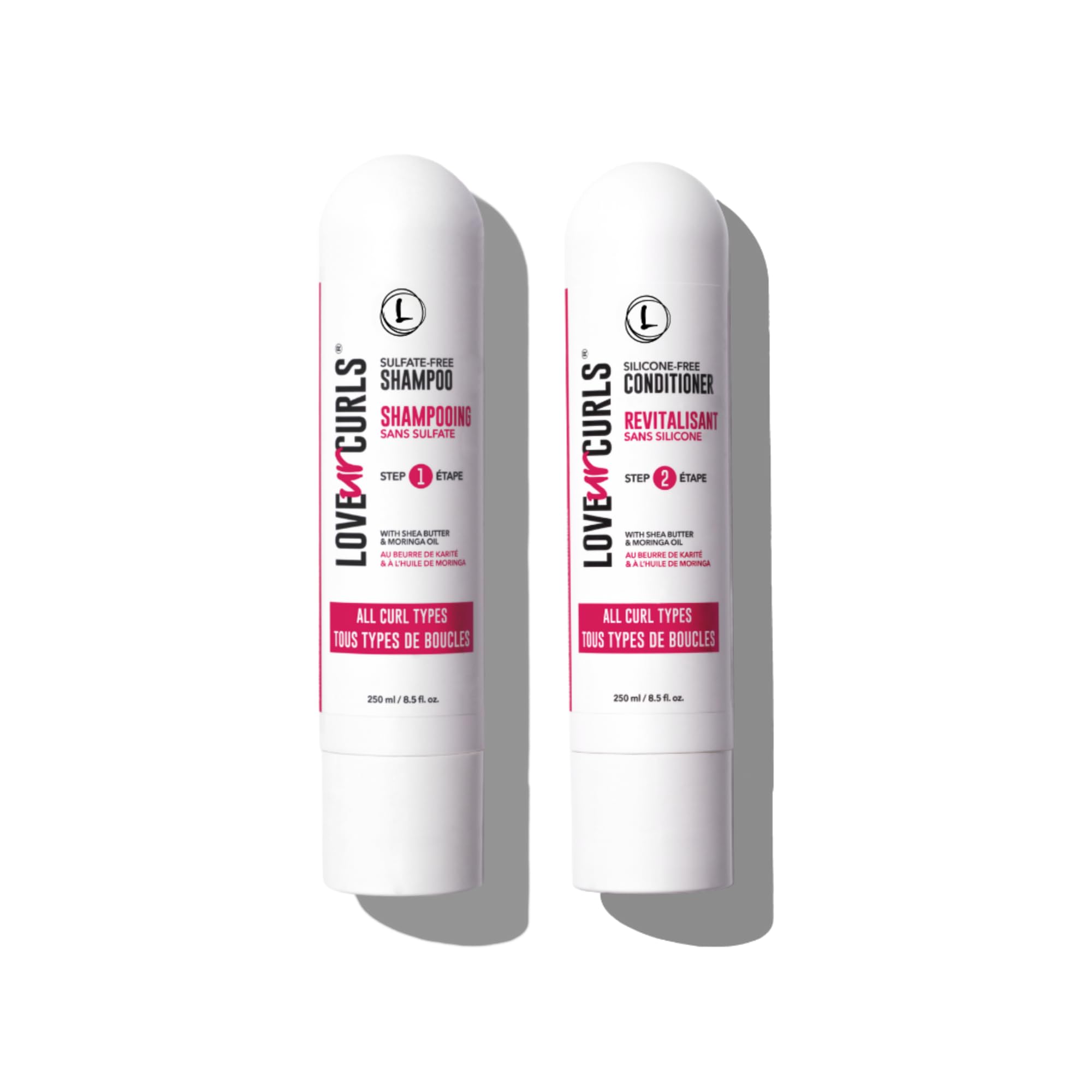 Love Ur Curls shampoo bottle closeup demonstrates gentle cleansing for curls
