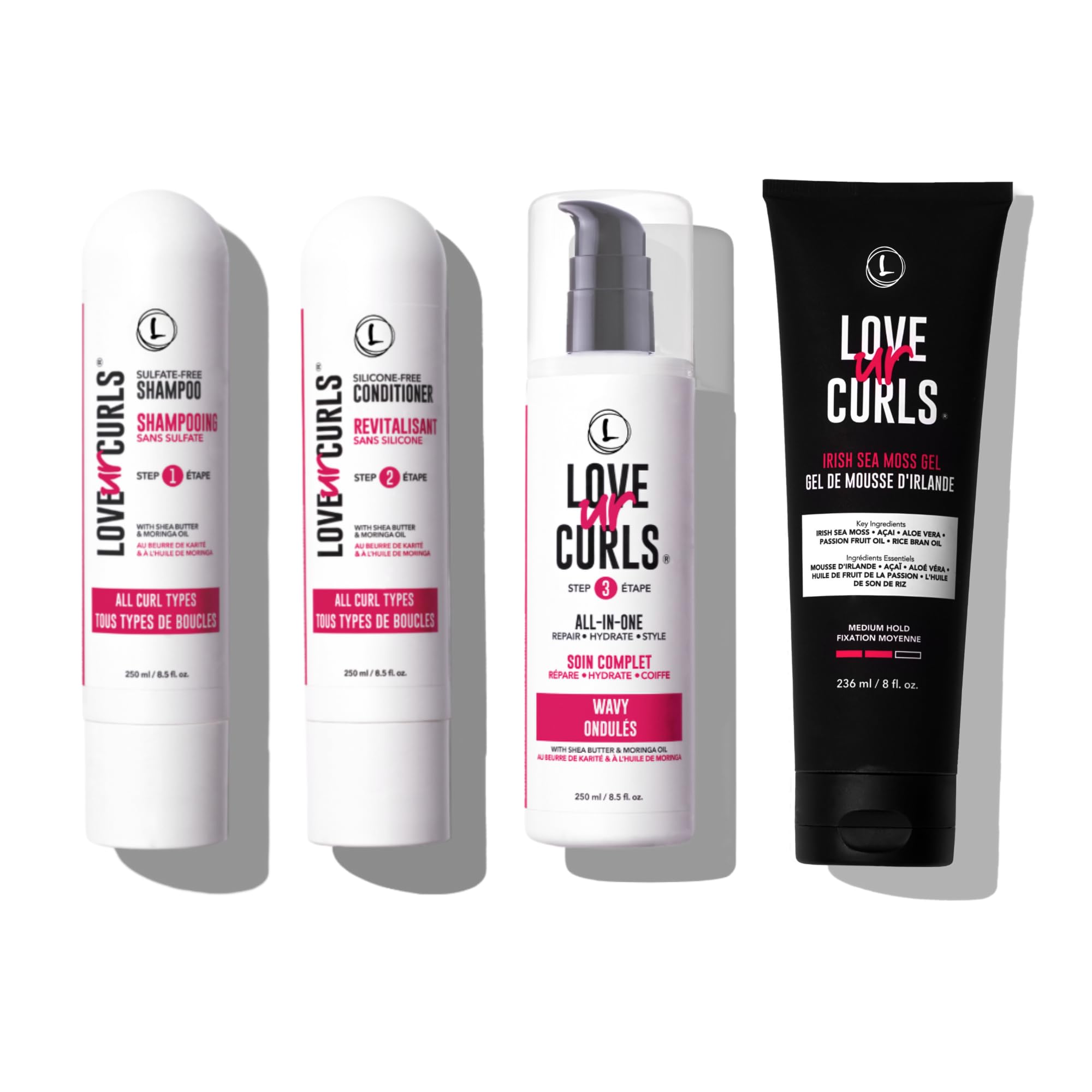 Love Ur Curls shampoo bottle—gentle cleanse for defined, frizz-controlled curls.