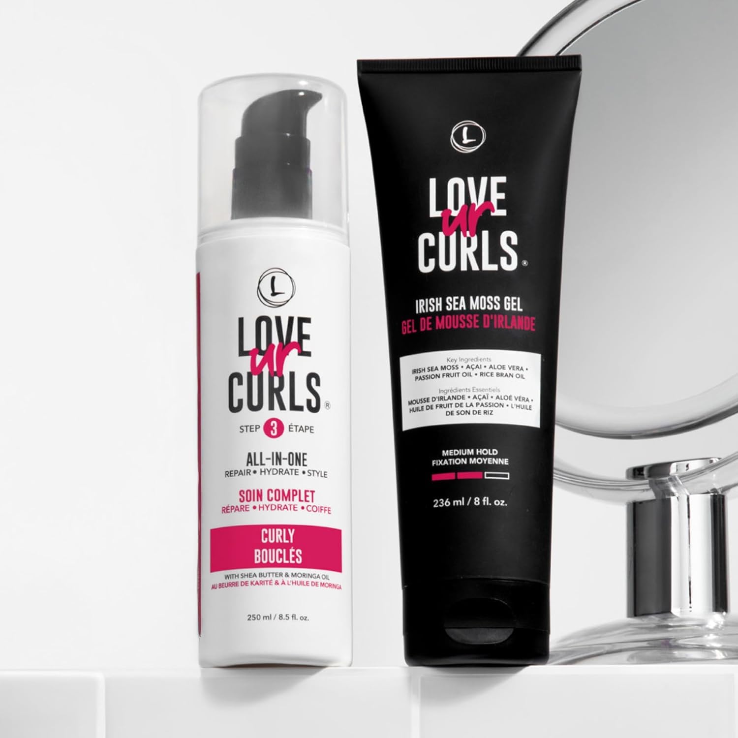 Love Ur Curls Shea Butter Aloe Vera Moringa Oil blend nourishes curls.
