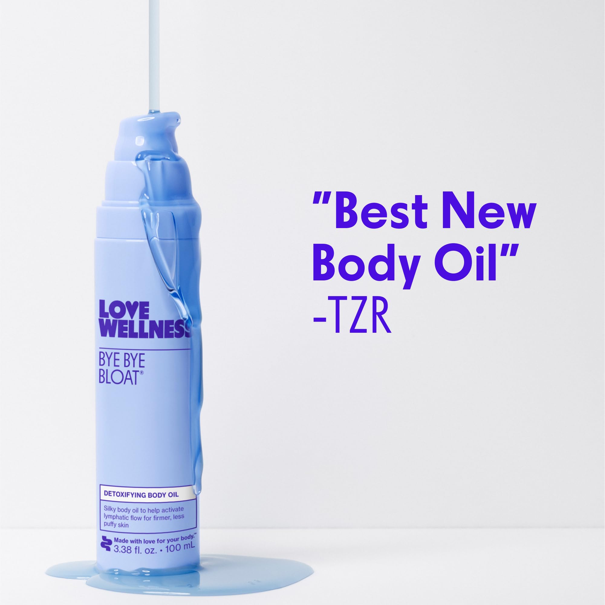 Love Wellness Bye Bye Bloat oil featuring rosemary for an herbal scent during application.