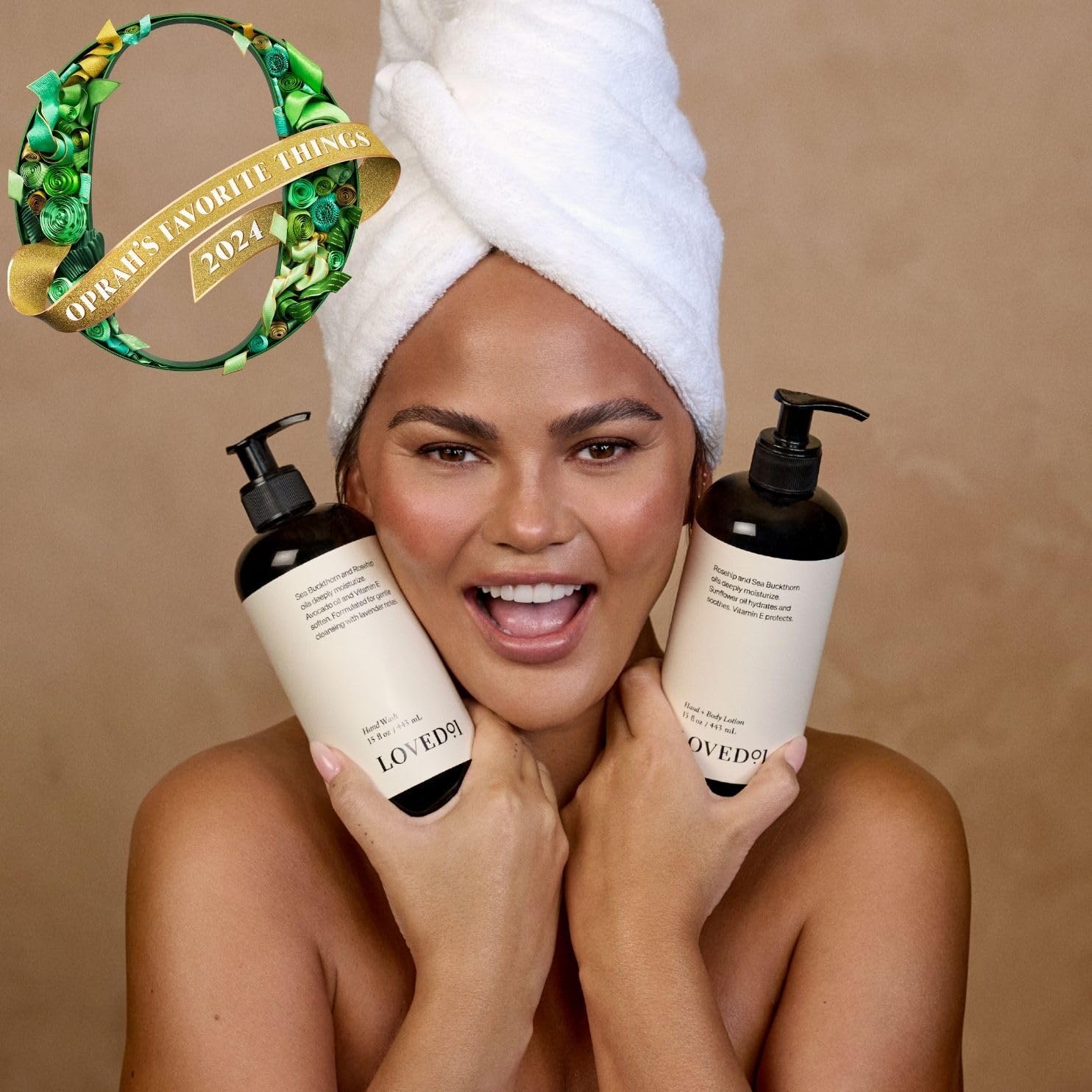 Loved01 Hand Lotion bottle shows lightweight hydration for hands and body.