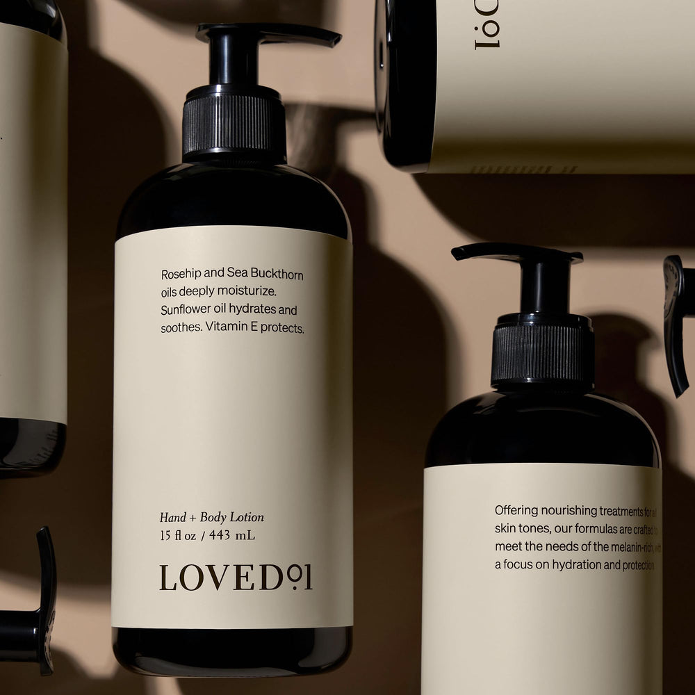 Loved01 Ingredient illustration—rice bran oil and Vitamin E for lasting softness.