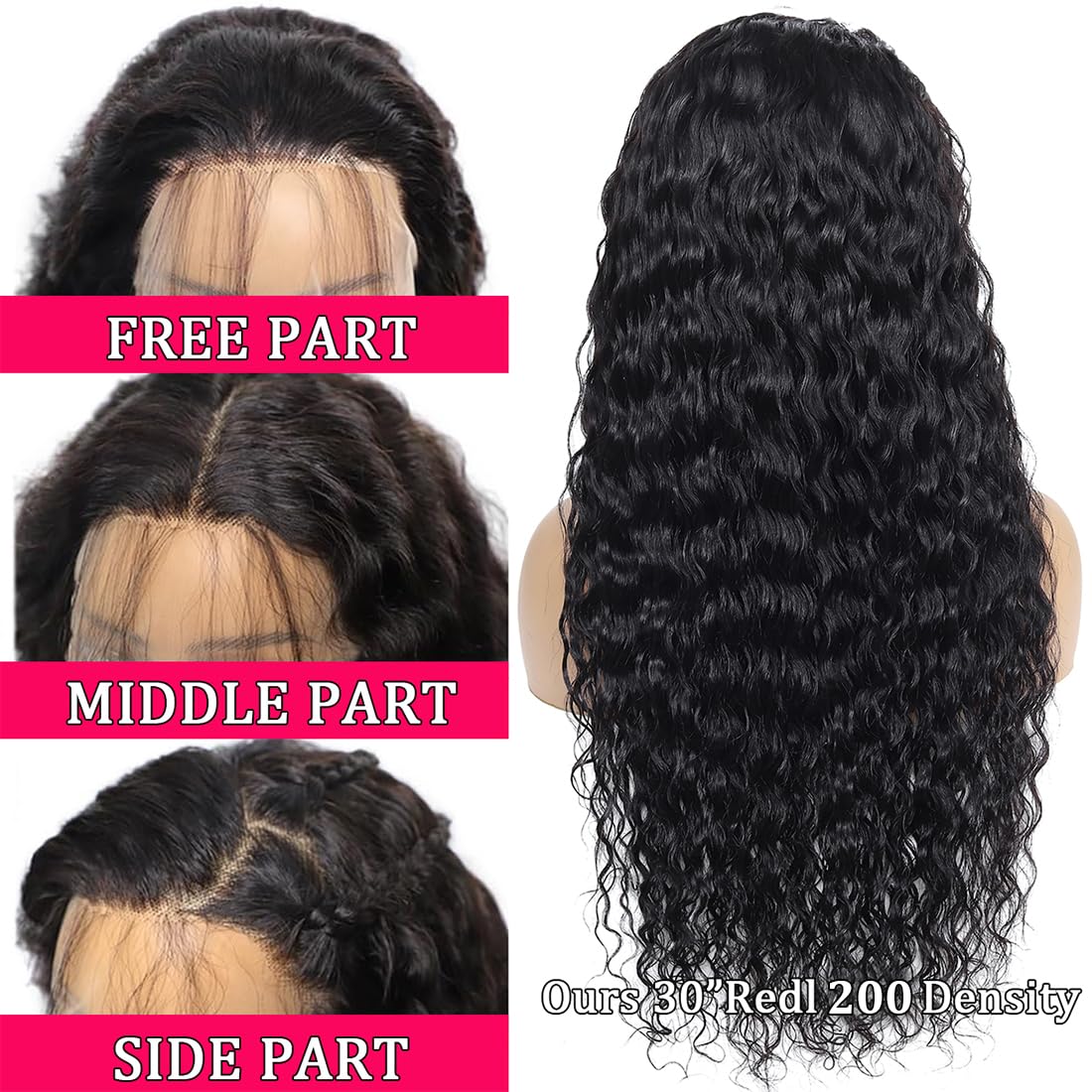 Lovelyworld Deep Wave Lace Front Wig 30in baby-hair bleached knot for natural hairline.