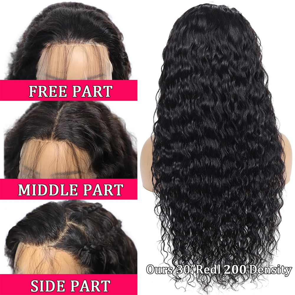 Lovelyworld Deep Wave Lace Front Wig 30in baby-hair bleached knot for natural hairline.