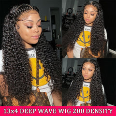 Lovelyworld Deep Wave Lace Front Wig 30in back length provides dramatic volume.