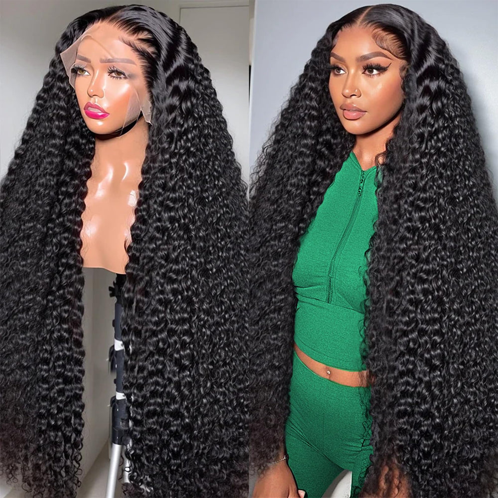 Lovelyworld Deep Wave Lace Front Wig 30in front view for a natural, full-bodied look.