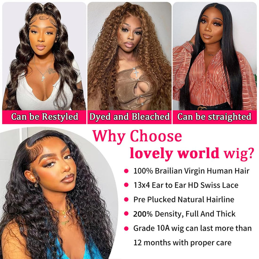 Lovelyworld Deep Wave Lace Front Wig 30in inner lace cap creates seamless scalp illusion.