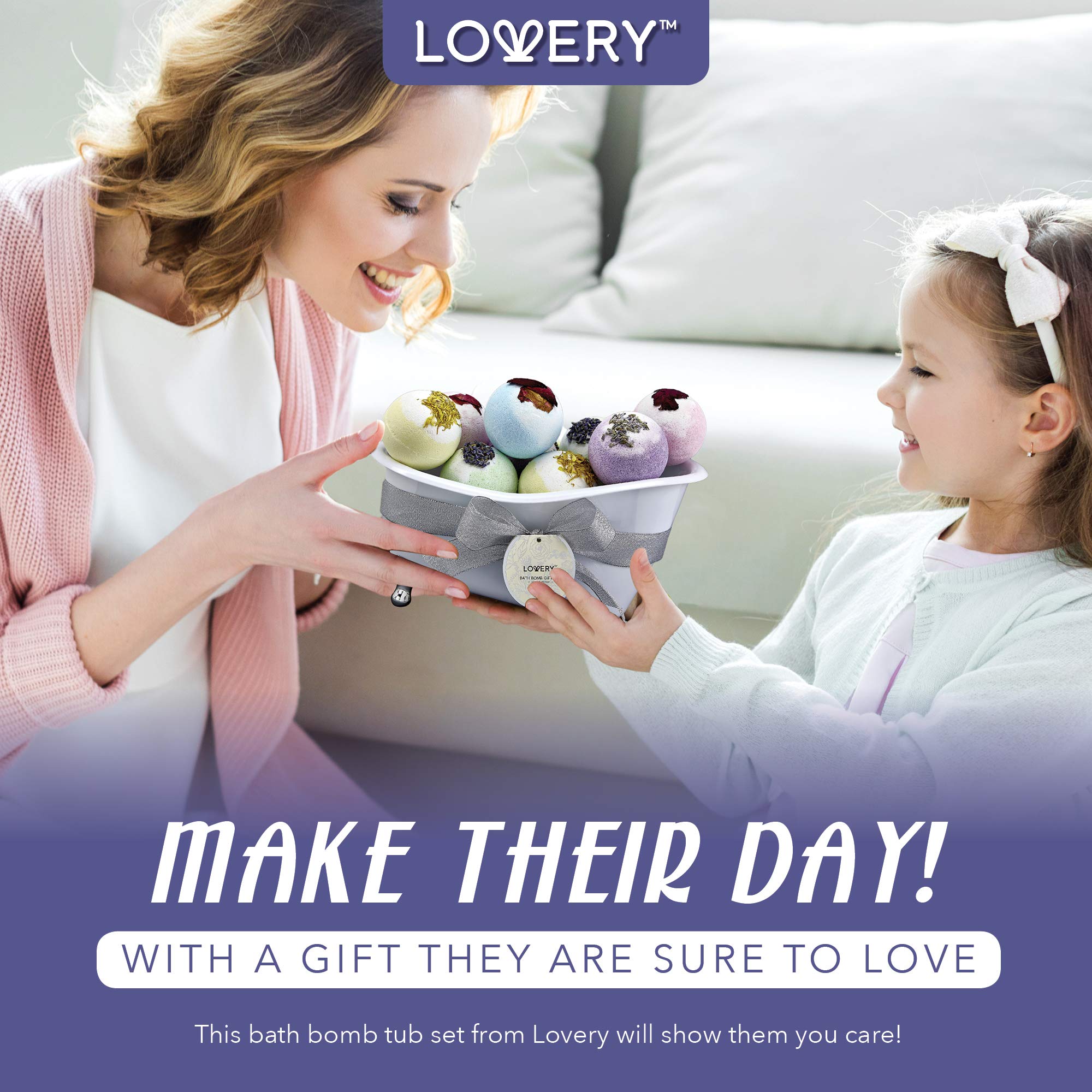 LOVERY ten-pack bath bombs gift set emphasizing variety and value.
