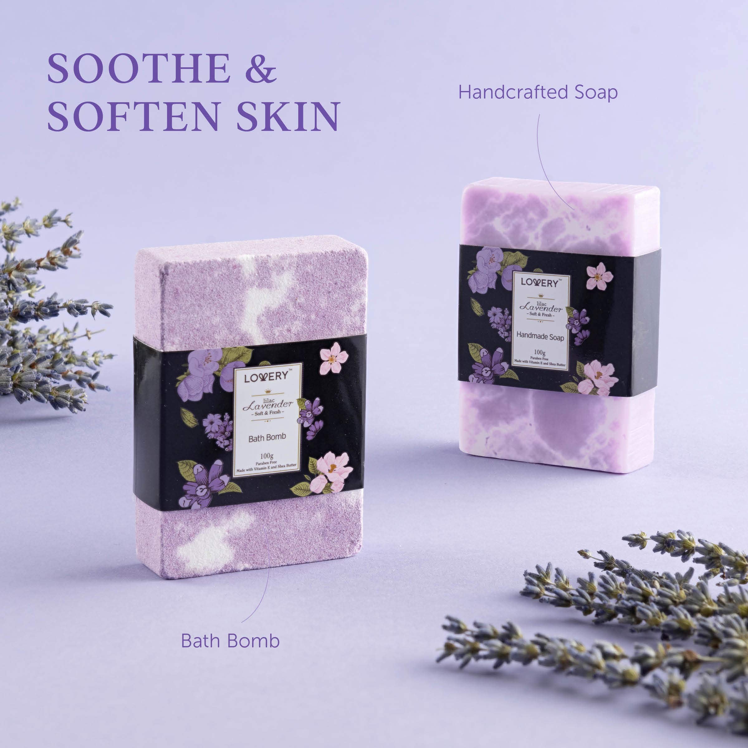 LOVERY bath salts highlighting calming bath ritual and skin hydration