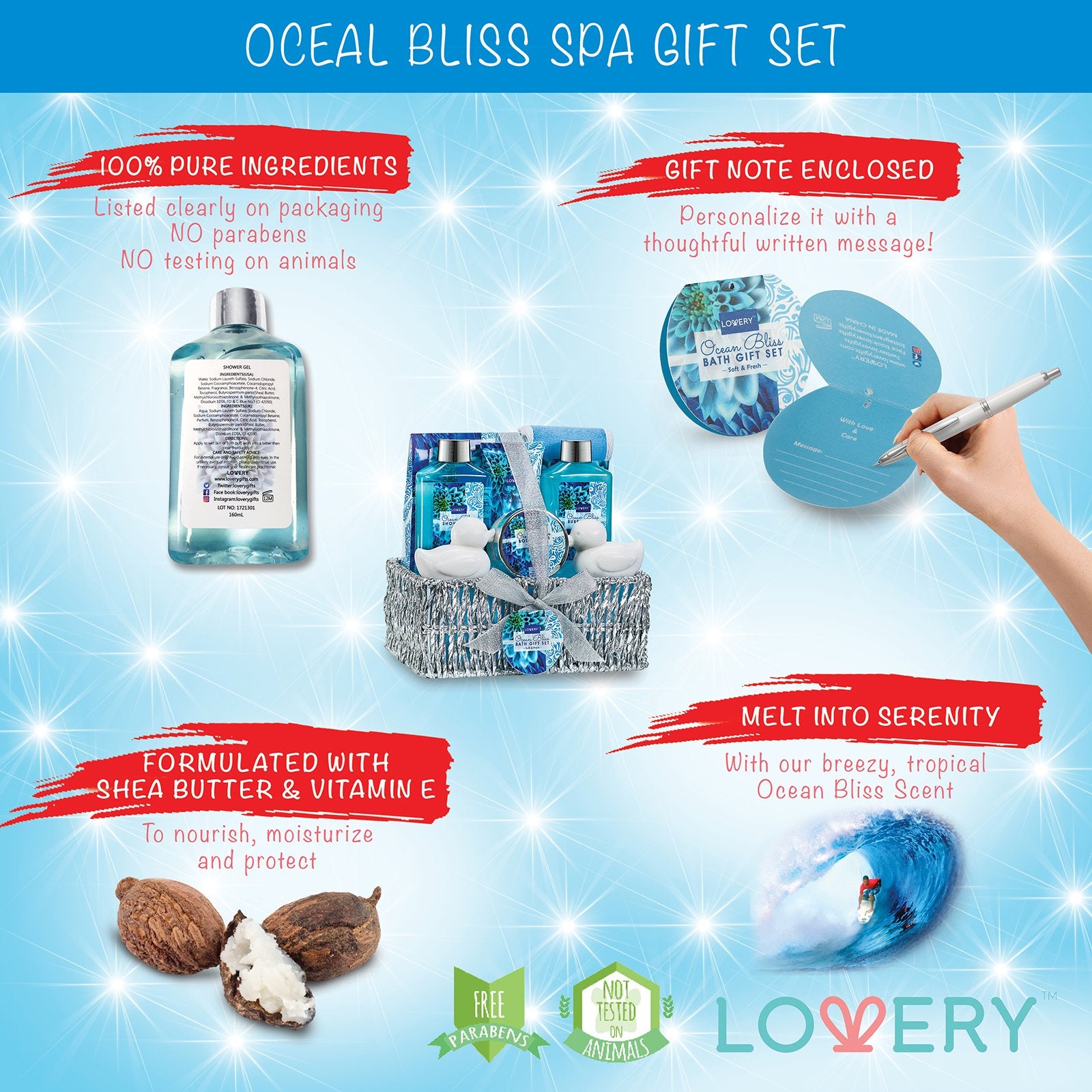 LOVERY Ocean Bliss body scrub, silky texture for gentle exfoliation.