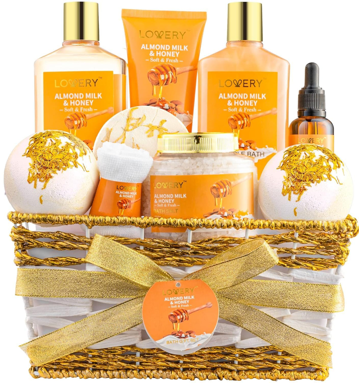 LOVERY deluxe 10-piece gift basket ready for a home spa experience.