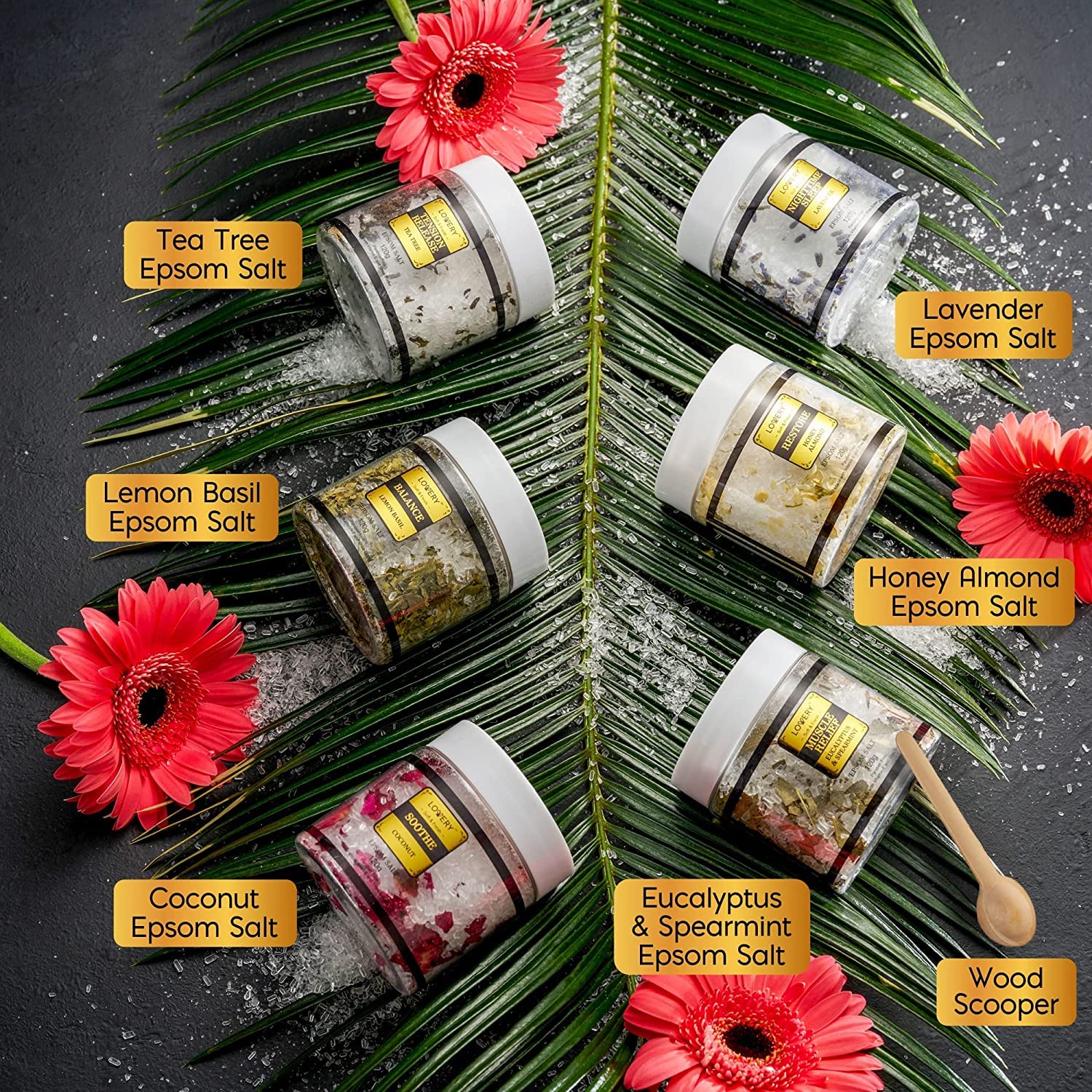 LOVERY Tea Tree bath salts jar for refreshing spa-like cleanse