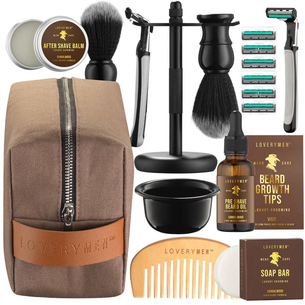 Lovery deluxe shaving kit with double-edge razor for a smooth, close shave