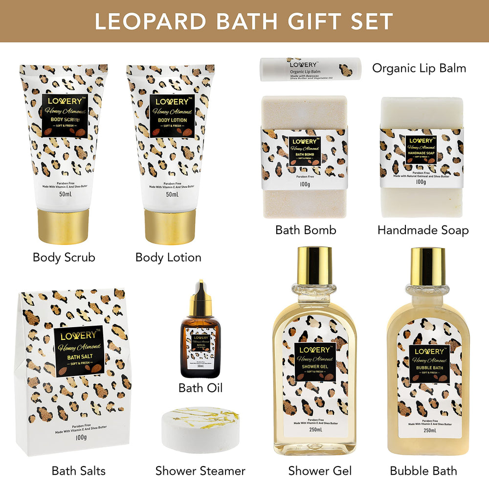 LOVERY honey almond bath oil and bath salts for antioxidant-rich hydration