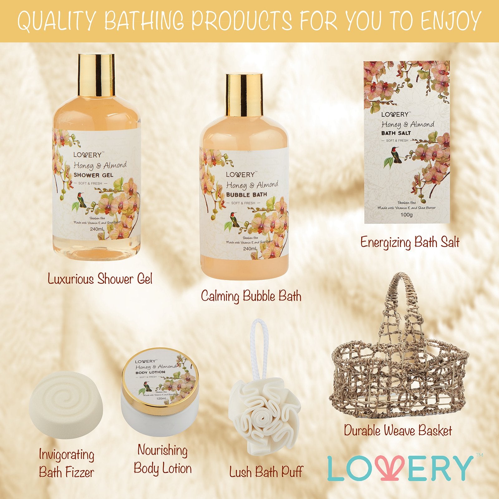 LOVERY honey almond body lotion offers lasting moisturization and smooth skin after shower