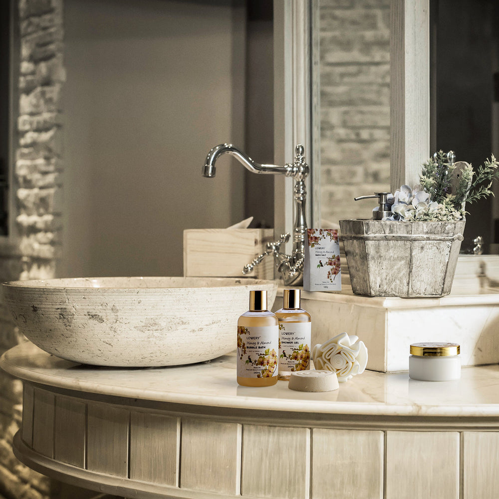 LOVERY honey almond bubble bath highlights spa-like soak and rich lather for relaxation