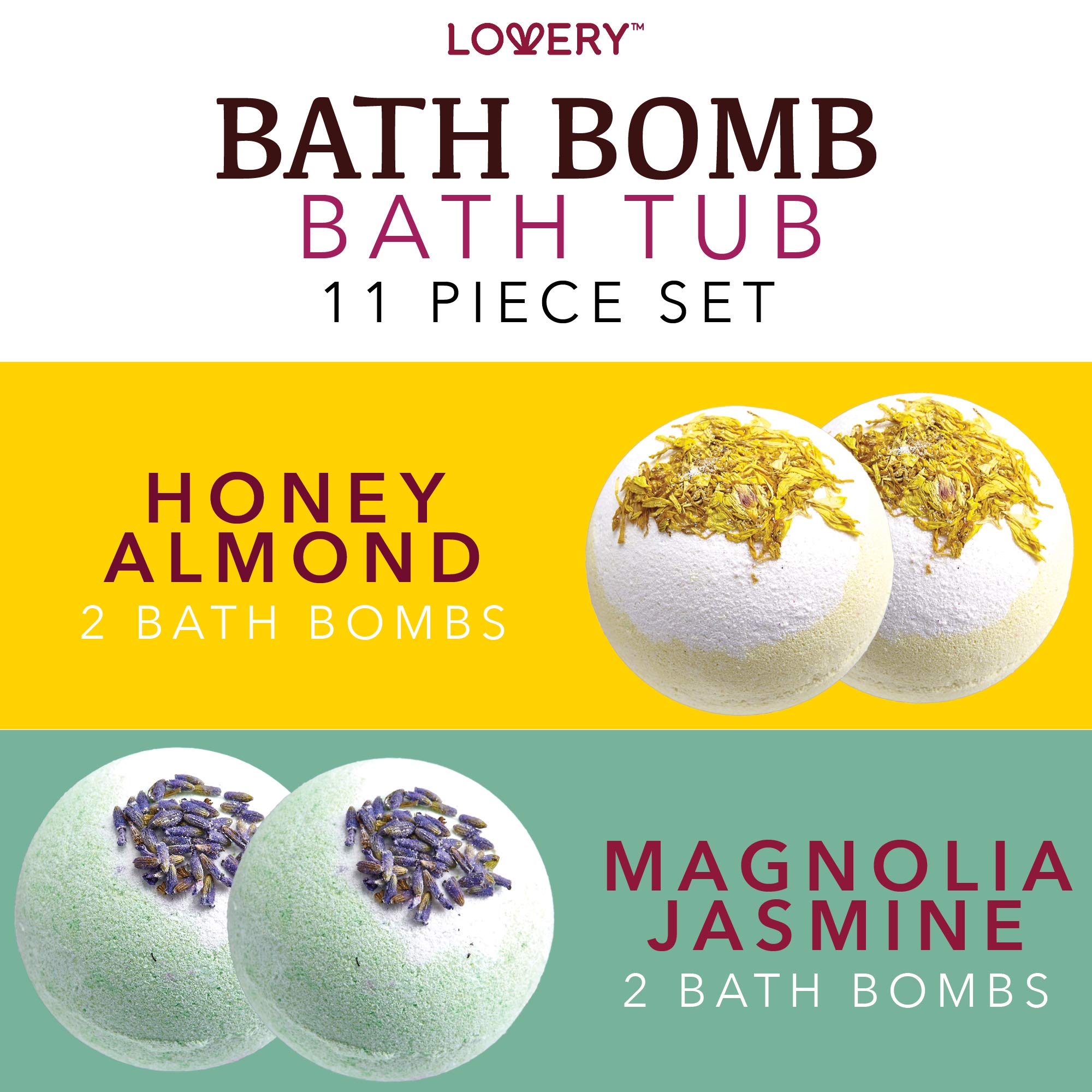 LOVERY pink cherry blossom bath bomb highlighting luxurious fragrance and moisture benefits.