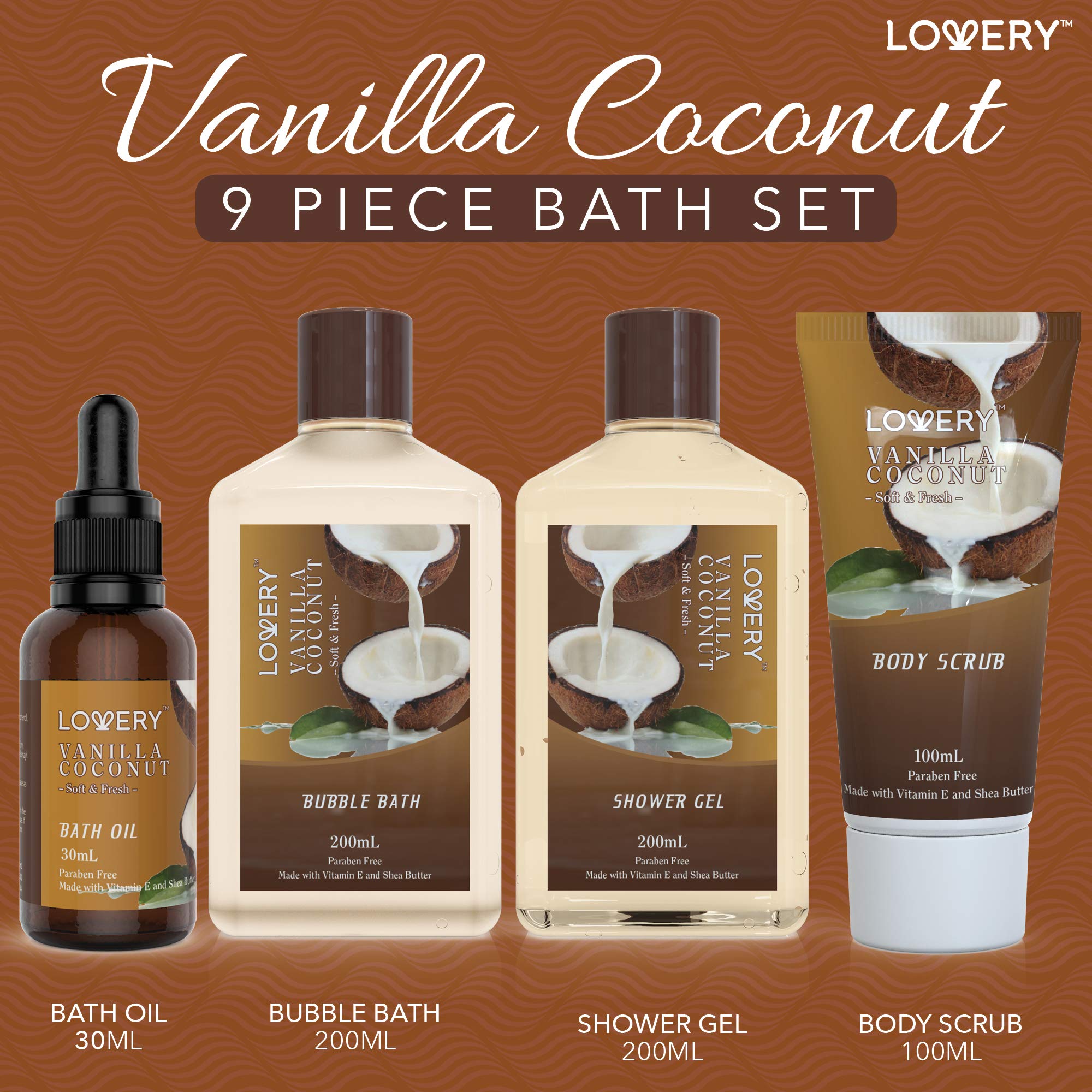LOVERY vanilla coconut bubble bath creates rich, relaxing bubbles for self-care.