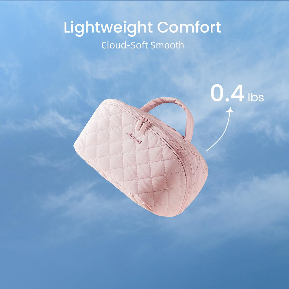 LOVEVOOK large bag open view reveals spacious compartments for skincare routines.