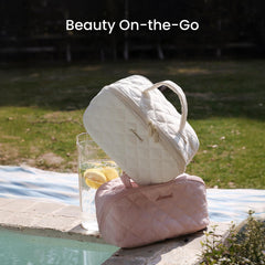 LOVEVOOK puffer waterproof fabric demonstrates durable, crush-resistant protection for cosmetics.