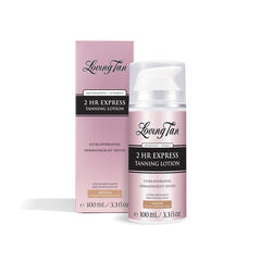 Loving Tan 2Hr Express Self-Tanner Lotion application close-up demonstrates streak-free color