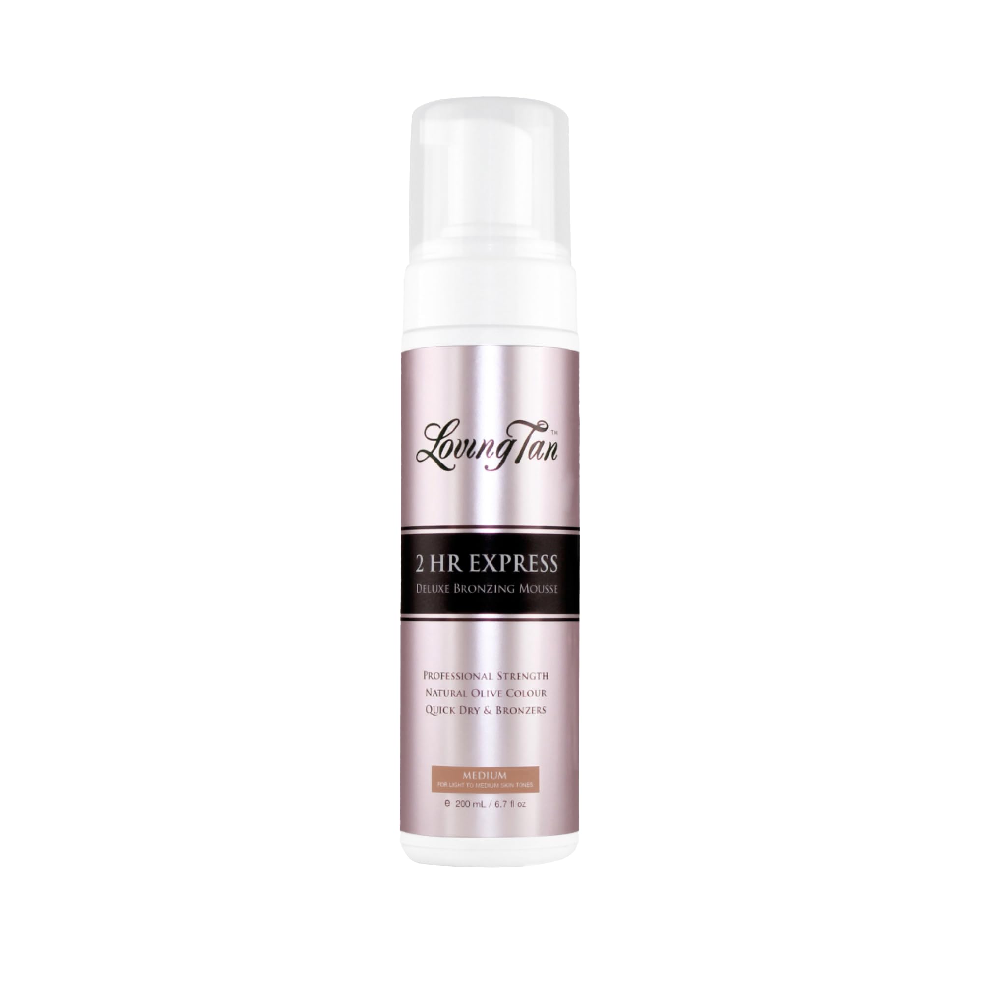 Loving Tan 2 HR Express bottle with color guide for streak-free results.