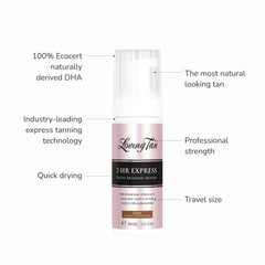 Loving Tan Color Guide shows tinted shade for streak-free application.
