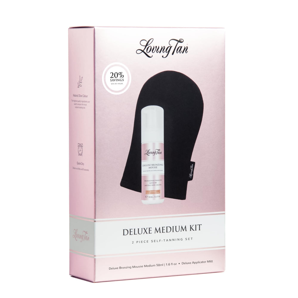 Loving Tan Deluxe Bronzing Mousse colour guide aids streak-free application.